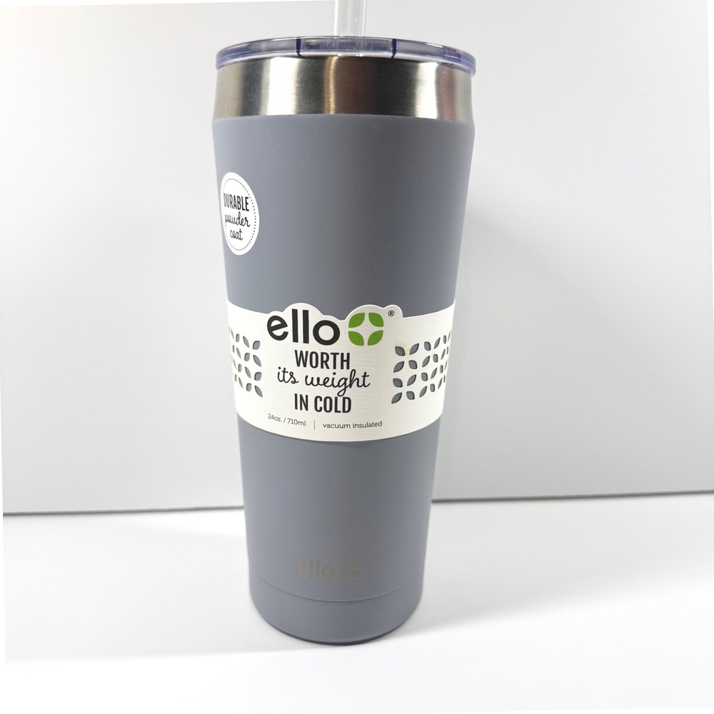 Ello Beacon SS Tumbler 24oz Grey Vacuum Insulated Stainless Steel Tumbler NEW